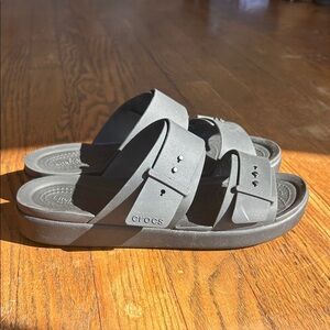 CROCS Sandals Double Strap Buckle Womens Size 9 Black SlipOn Shoes Open Toe 39.5